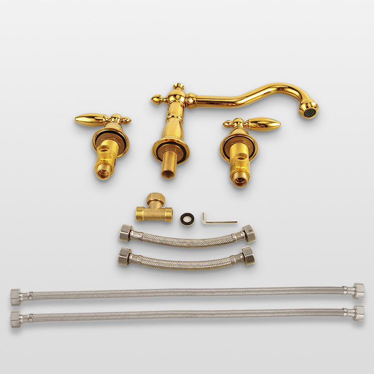 BowLift | European Style Widespread Sink Mixer Brass 2 Handle Bathroom Vessel Mixer with Hoses