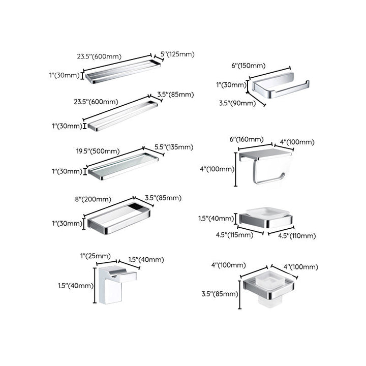 BowLift | 5-piece Bathroom Accessory Set Modern Polished Chrome Bathroom Set