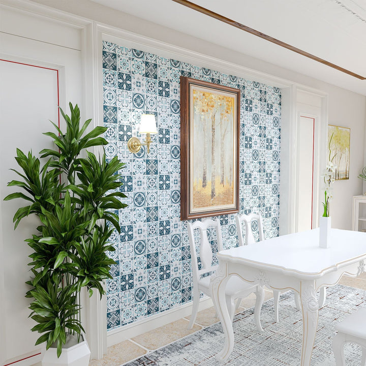 BowLift | Plastic Peel & Stick Tile Square Stain-Resistant Wallpaper for Back Wall