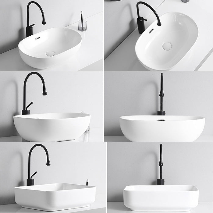 BowLift | Modern Vessel Sink Porcelain Rectangular Vessel Sink (Not Including Faucet)