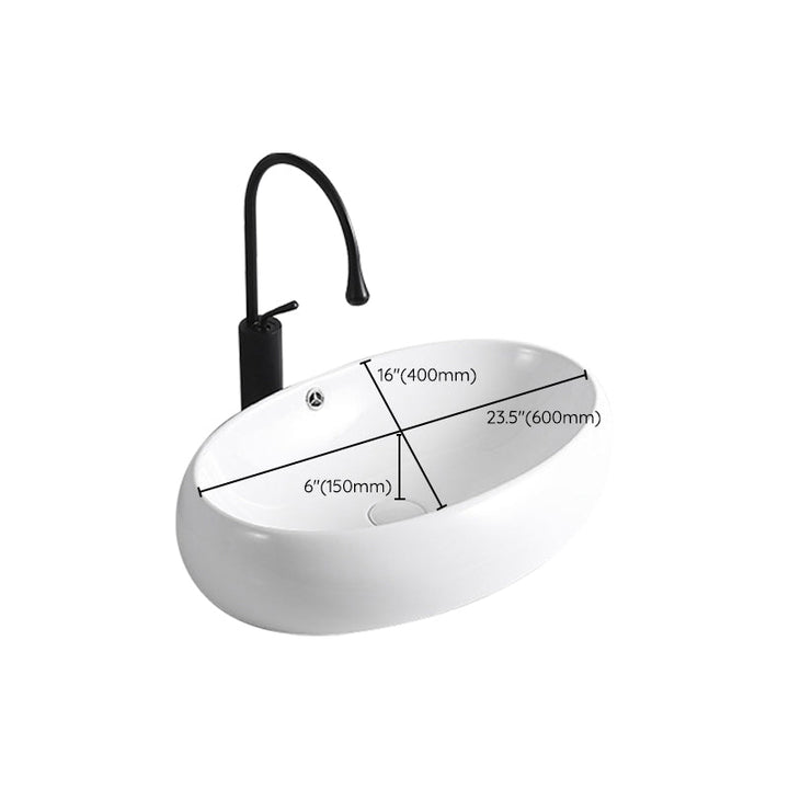 BowLift | Modern Vessel Sink Porcelain Rectangular Vessel Sink (Not Including Faucet)