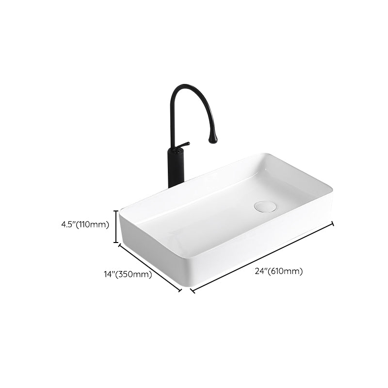 BowLift | Modern Vessel Sink Porcelain Rectangular Vessel Sink (Not Including Faucet)