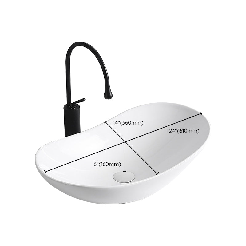 BowLift | Modern Vessel Sink Porcelain Rectangular Vessel Sink (Not Including Faucet)