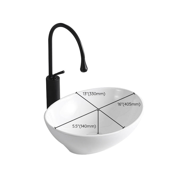 BowLift | Modern Vessel Sink Porcelain Rectangular Vessel Sink (Not Including Faucet)