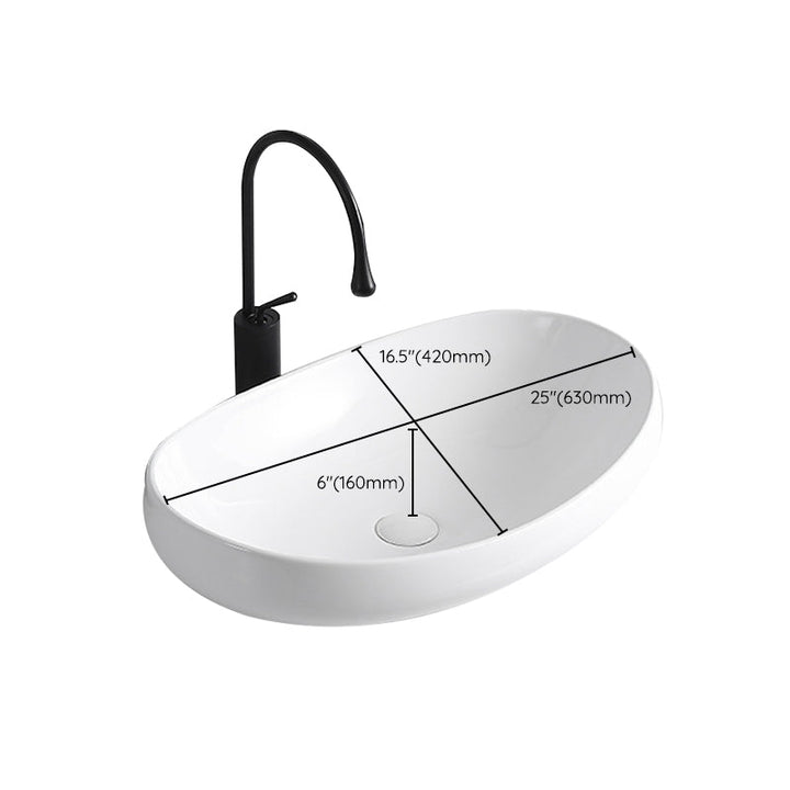 BowLift | Modern Vessel Sink Porcelain Rectangular Vessel Sink (Not Including Faucet)