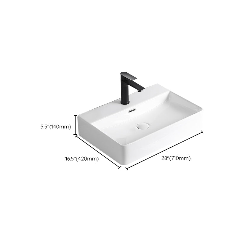 BowLift | Modern Vessel Sink Porcelain Rectangular Vessel Sink (Not Including Faucet)