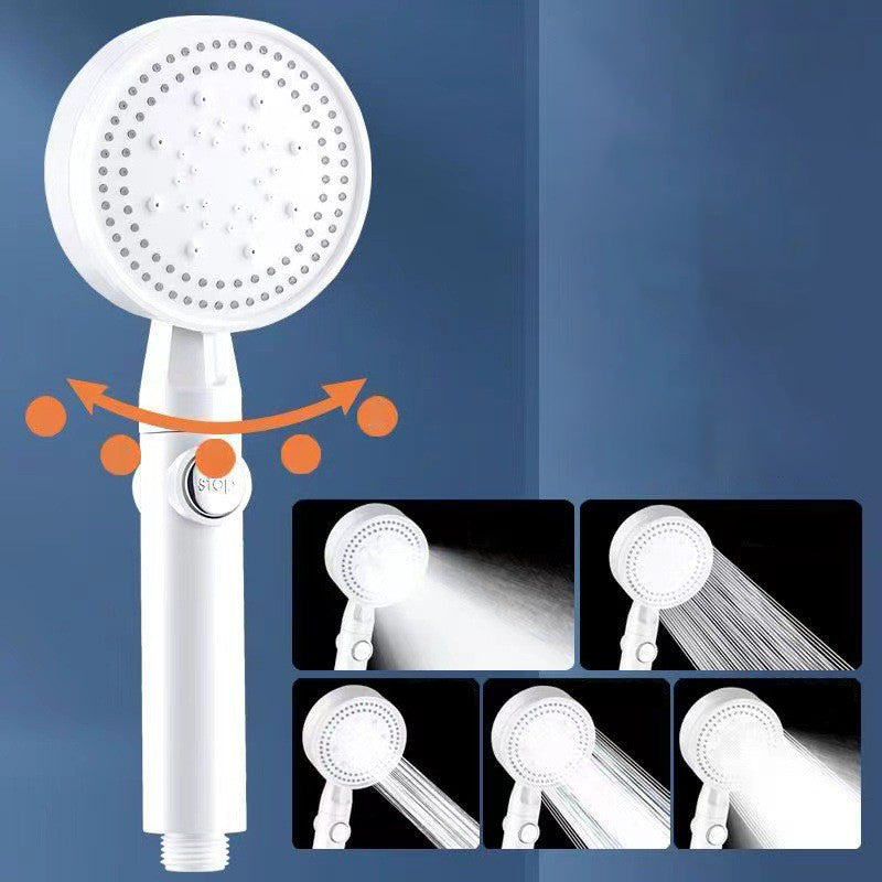 BowLift | 5 Sprays Shower Head Round Wall Mounted Plastic Wall Connector Holder Handheld Shower Head