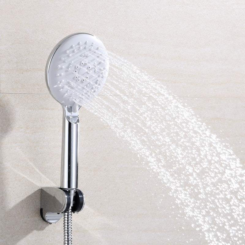 BowLift | Silver Shower Head Combo Metal Modern 5 Spray Pattern Shower Heads