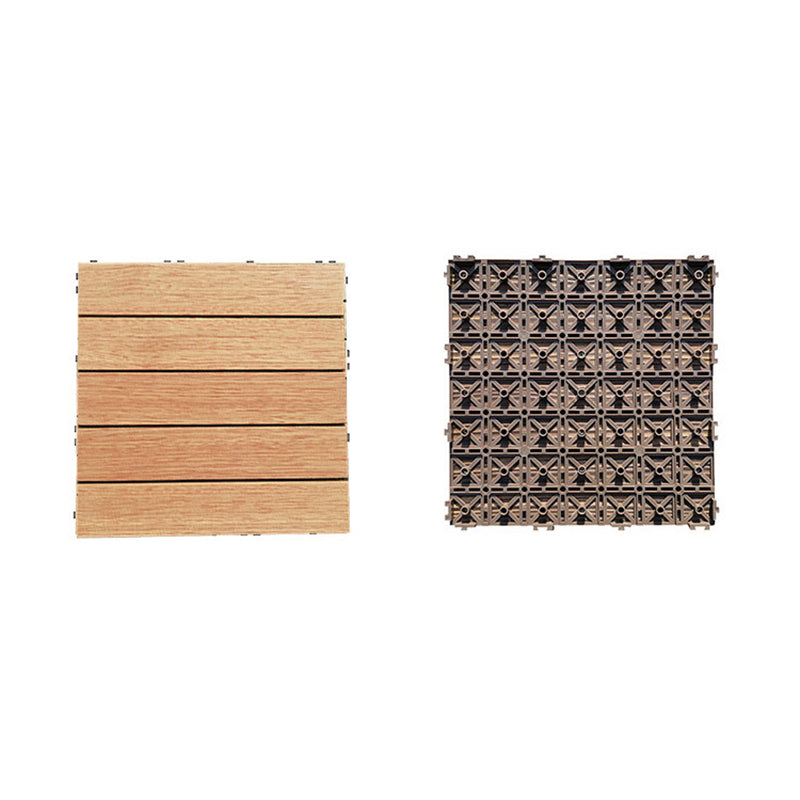 BowLift | Teak-Finish 5-Slat Square Wooden Floor Tiles Connection Garden Tiles