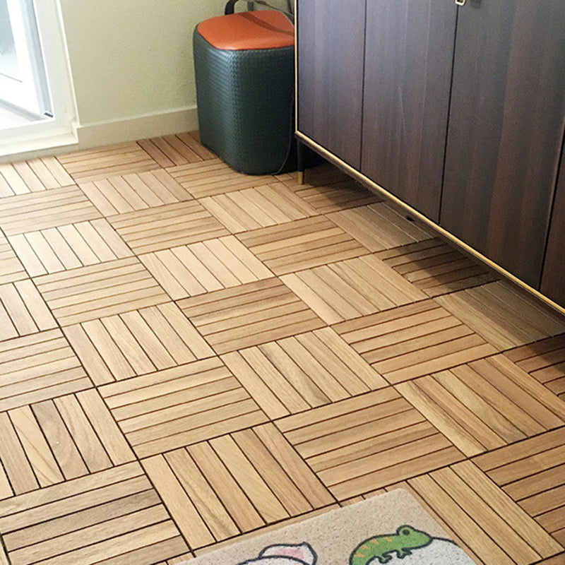 BowLift | Teak-Finish 5-Slat Square Wooden Floor Tiles Connection Garden Tiles