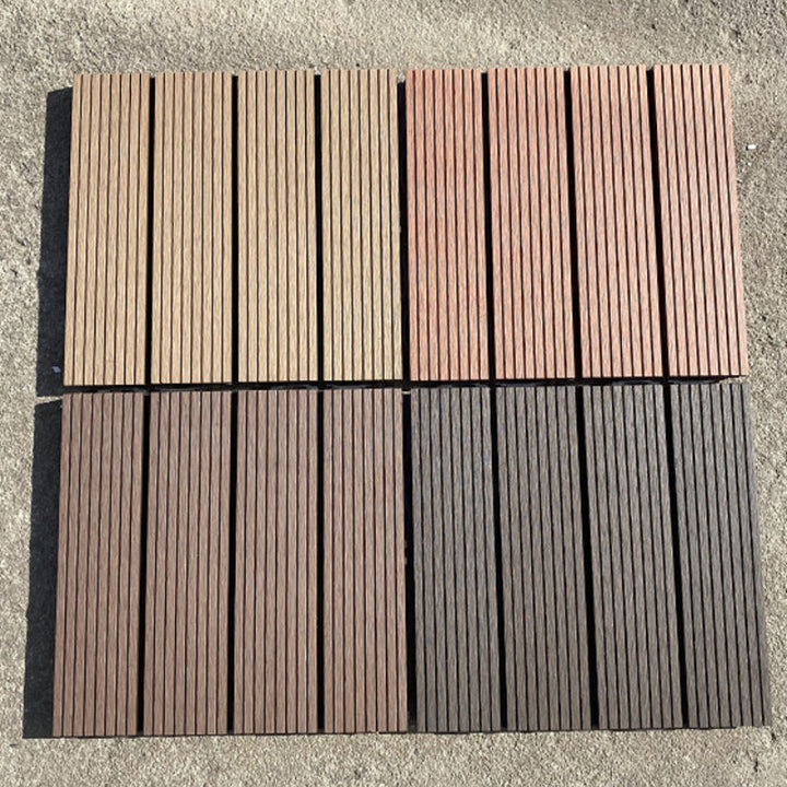 BowLift | 12" X 12" PVC 6-Slat Square Patio Tiles Snap Fit Installation Outdoor Floor Tiles