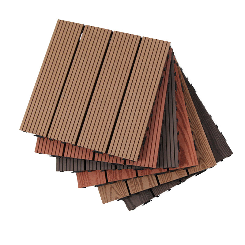 BowLift | 12" X 12" PVC 6-Slat Square Patio Tiles Snap Fit Installation Outdoor Floor Tiles