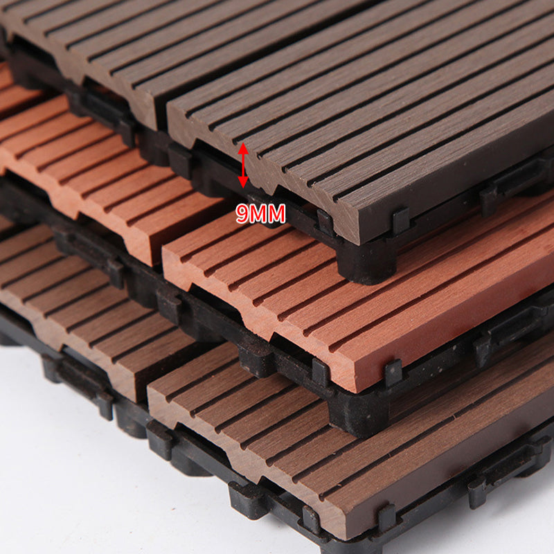 BowLift | 12" X 12" PVC 6-Slat Square Patio Tiles Snap Fit Installation Outdoor Floor Tiles