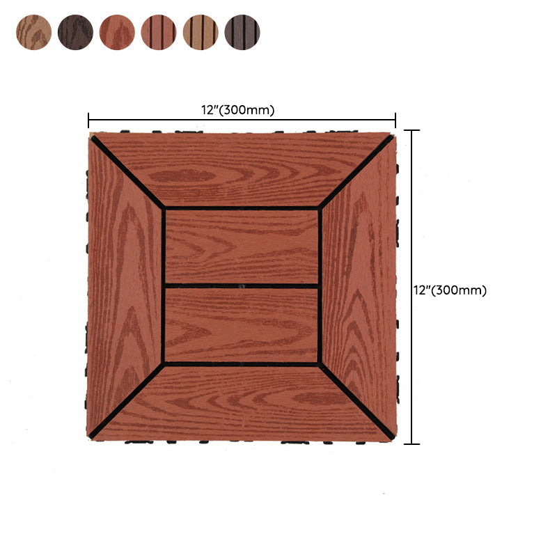 BowLift | 12" X 12" PVC 6-Slat Square Patio Tiles Snap Fit Installation Outdoor Floor Tiles