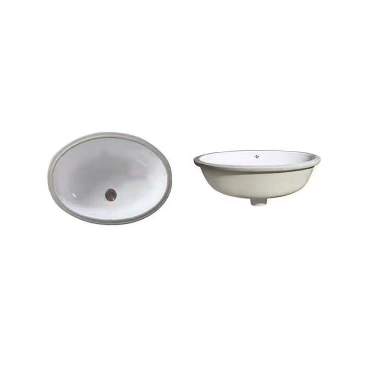 BowLift | Modern Under-mount Sink Oval Porcelain with Pop-Up Drain Sink