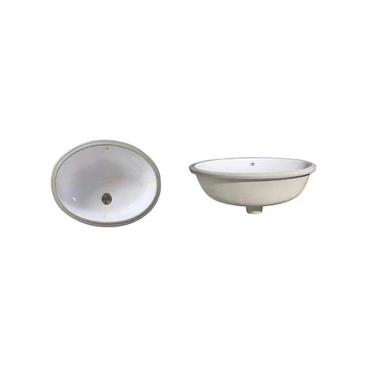BowLift | Modern Under-mount Sink Oval Porcelain with Pop-Up Drain Sink