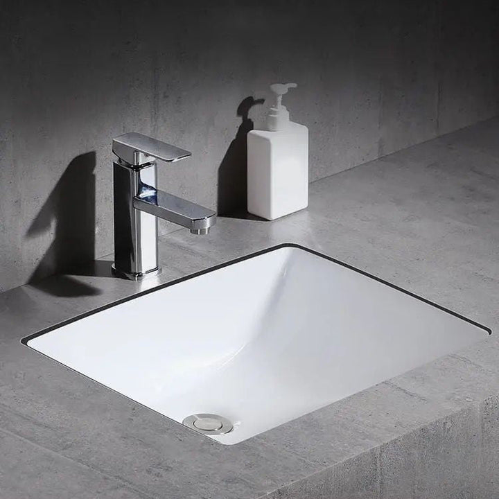 BowLift | Modern Under-Mount Sink Oval Porcelain with Pop-Up Drain Sink