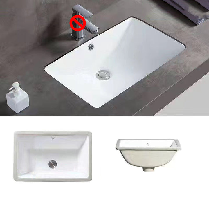 BowLift | Modern Under-mount Sink Oval Porcelain with Pop-Up Drain Sink