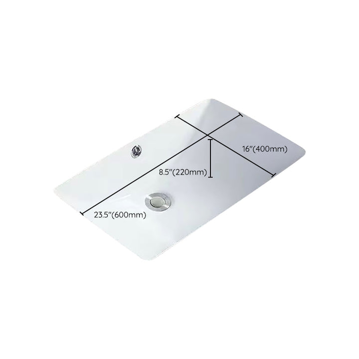 BowLift | Modern Under-mount Sink Oval Porcelain with Pop-Up Drain Sink