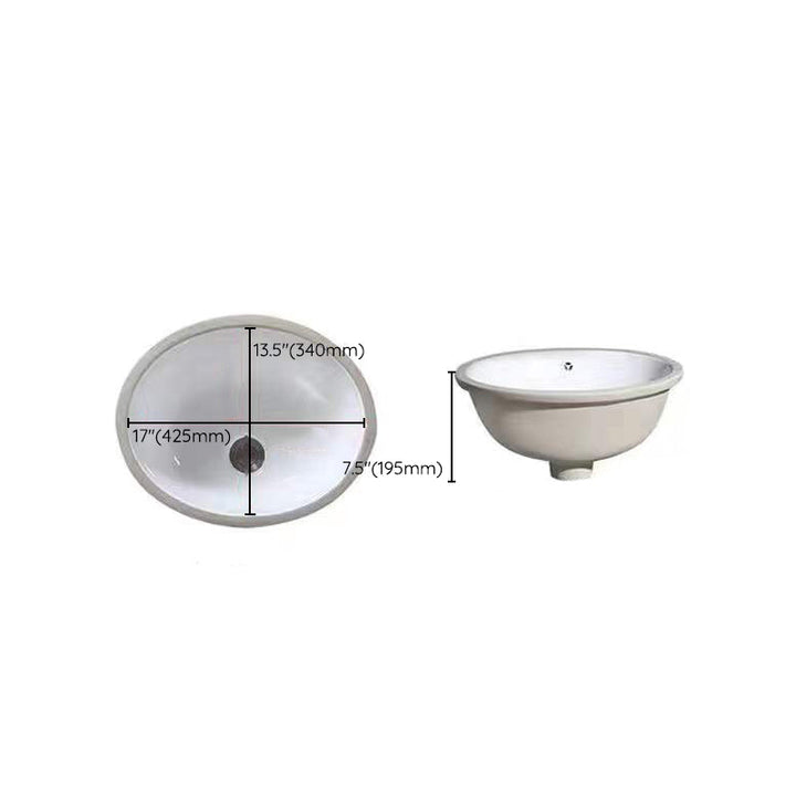 BowLift | Modern Under-mount Sink Oval Porcelain with Pop-Up Drain Sink