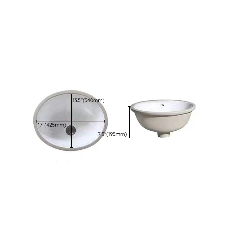 BowLift | Modern Under-Mount Sink Oval Porcelain with Pop-Up Drain Sink