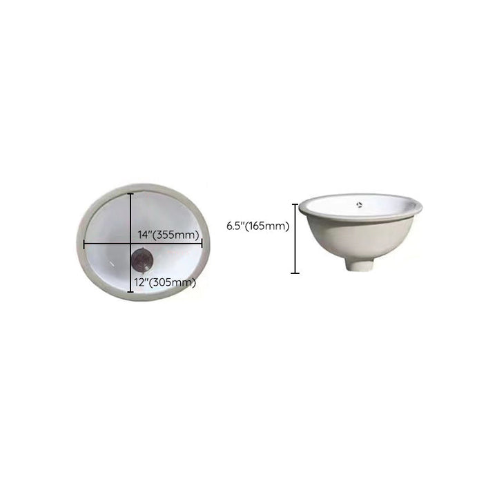 BowLift | Modern Under-mount Sink Oval Porcelain with Pop-Up Drain Sink