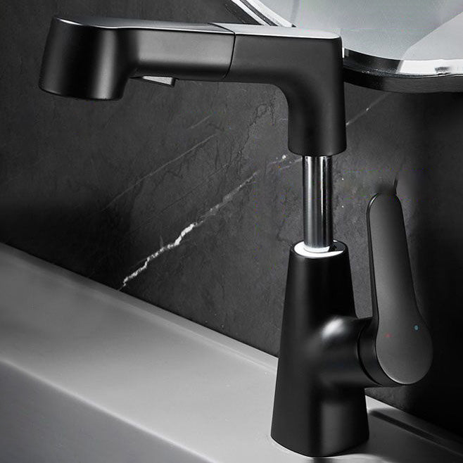 BowLift | Contemporary Bath Faucet Brass Lever Handle Pull-Out Sink Faucet