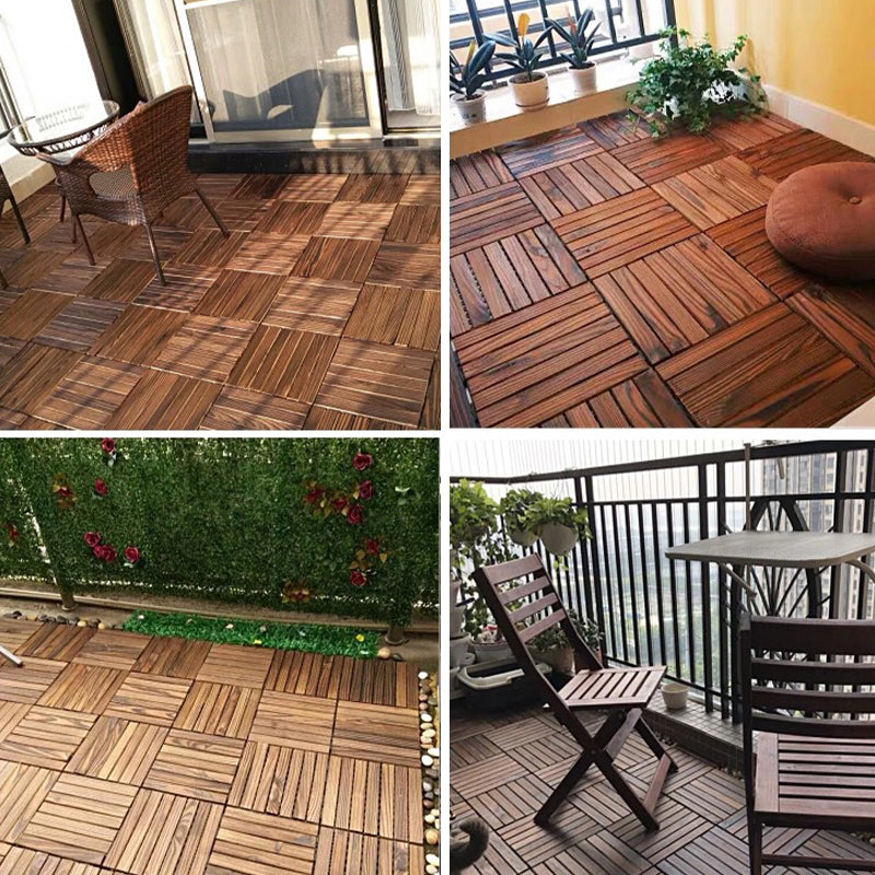 BowLift | Farmhouse square tile floor brown pine wood for patio garden