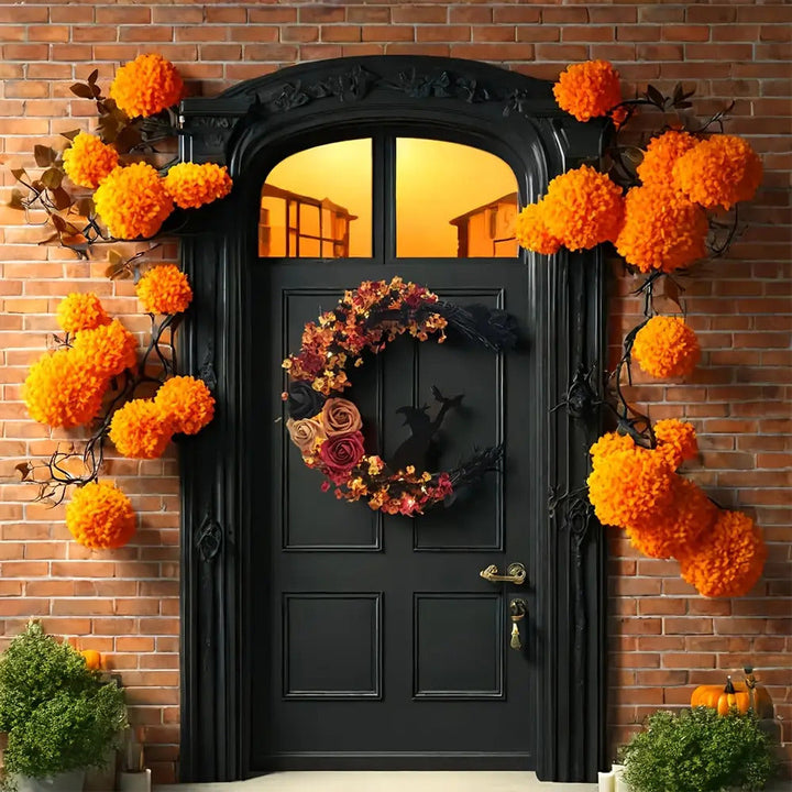 BowLift | Halloween Rustic Witch Floral Wreath | Crescent Moon Door Decor