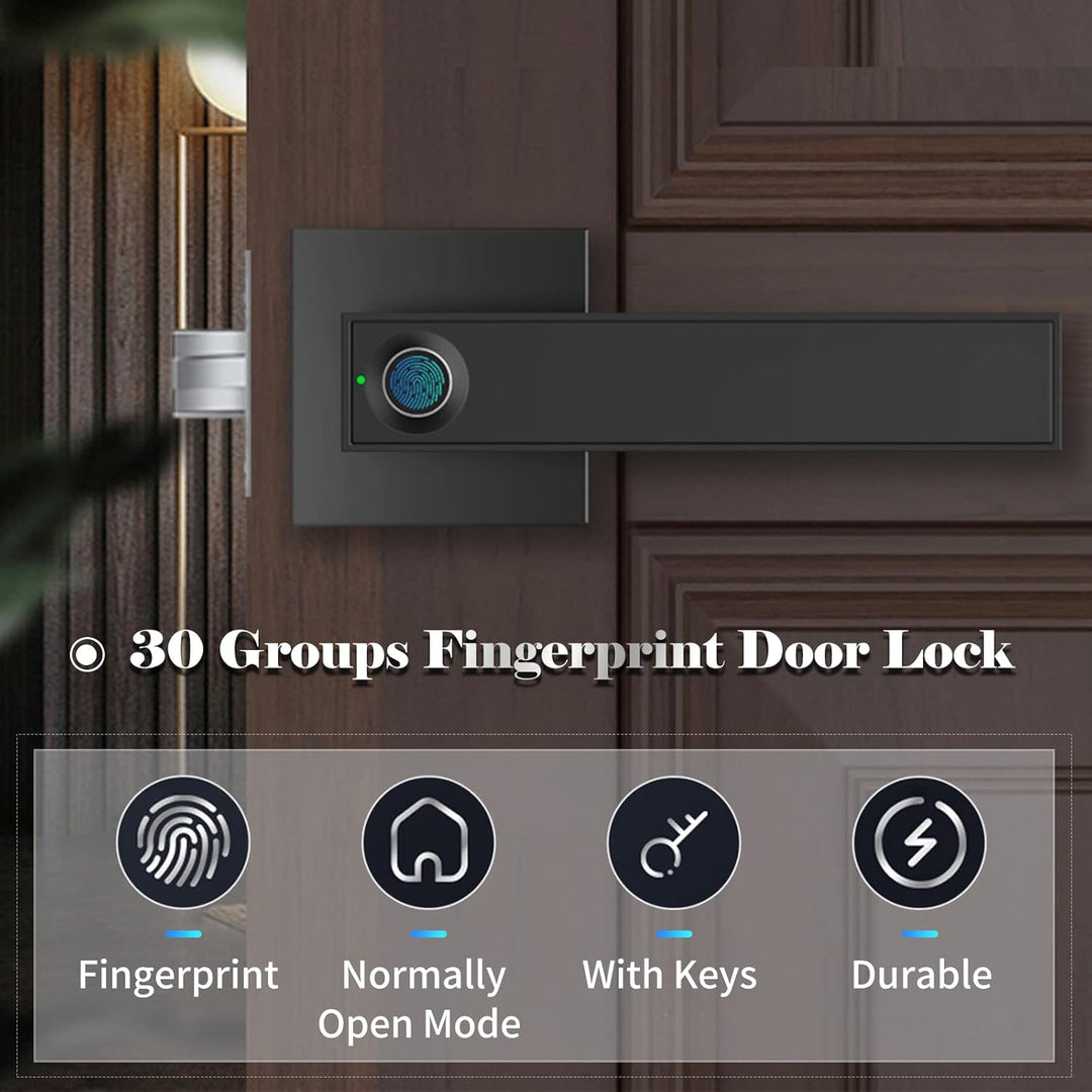 BowLift | Smart Fingerprint Door Lever Lock with Key Access & 30 User Capacity – Nivora