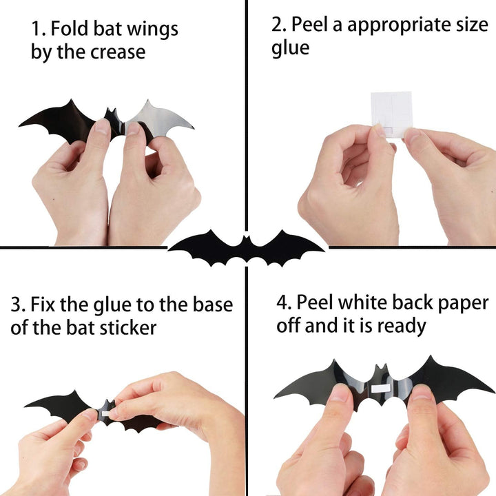 Bats Wall Decor Stickers - Halloween Decoration Stickers For Home Décor (120 Pc) Bowlift