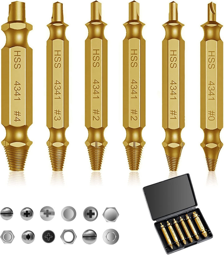 Universal Screw Extractor Set with Dual-Ended Bits Bowlift