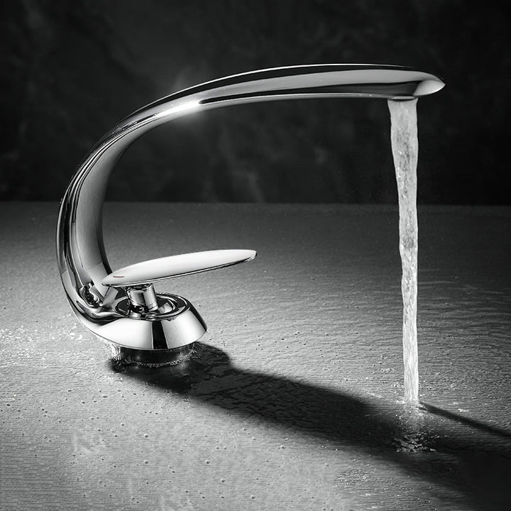 BowLift | Unique bathroom waterfall faucet brass sink tap