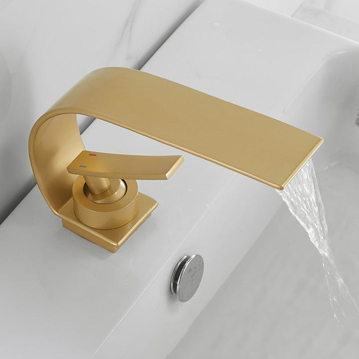 BowLift | Unique Bathroom Waterfall Spout Brass Basin Faucet