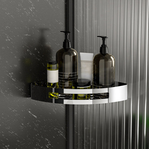 BowLift | Polished Chrome Modern Bathroom Accessory Set Stainless Steel Triangular Bath Shelf