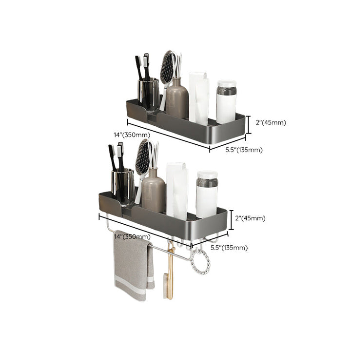 BowLift | 3-piece modern bathroom hardware set aluminum bathroom shelf in gray