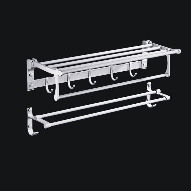 BowLift | Contemporary silver metal bathroom accessory set with towel rack