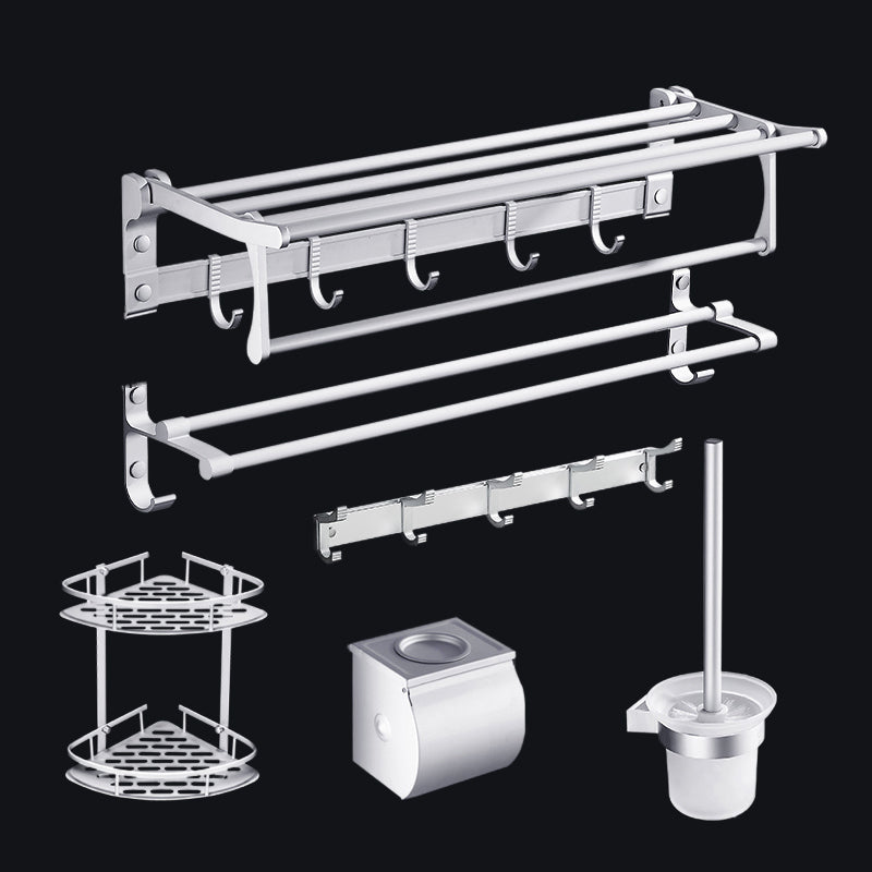 BowLift | Contemporary silver metal bathroom accessory set with towel rack