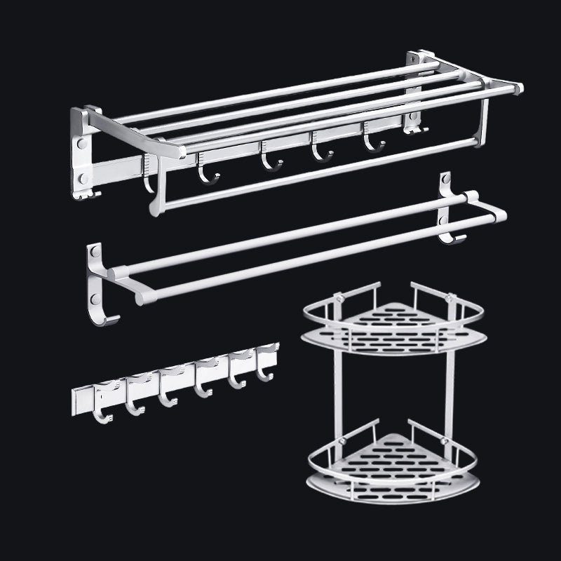 BowLift | Contemporary silver metal bathroom accessory set with towel rack