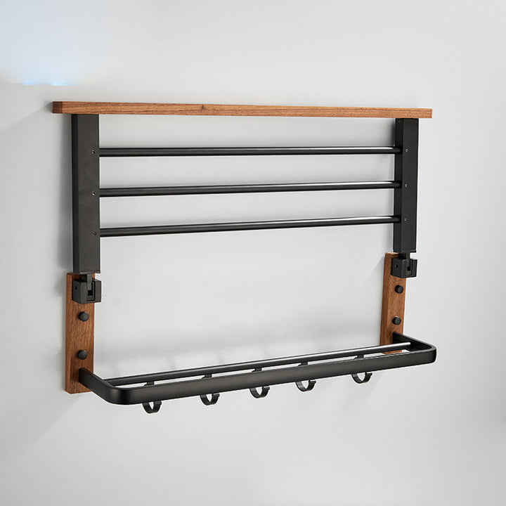 BowLift | Walnut Bathroom Set Black Metal Bathroom Accessories Hardware Set