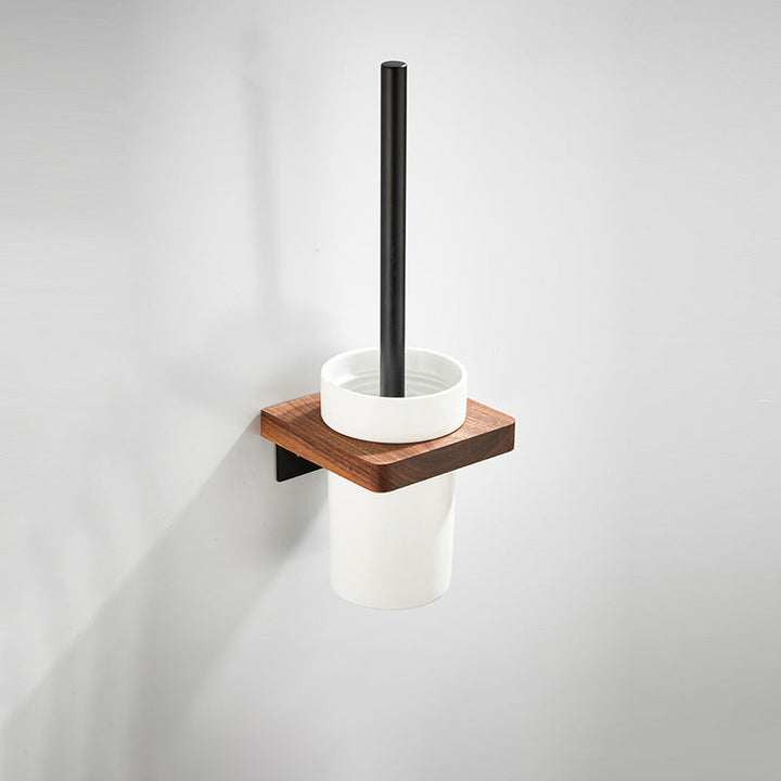 BowLift | Walnut Bathroom Set Black Metal Bathroom Accessories Hardware Set