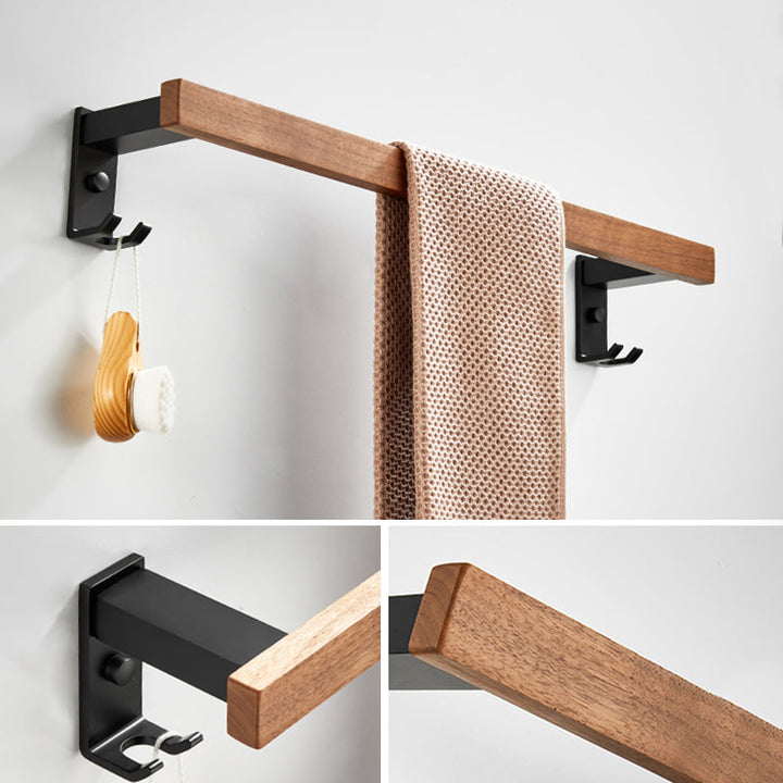 BowLift | Walnut Bathroom Set Black Metal Bathroom Accessories Hardware Set