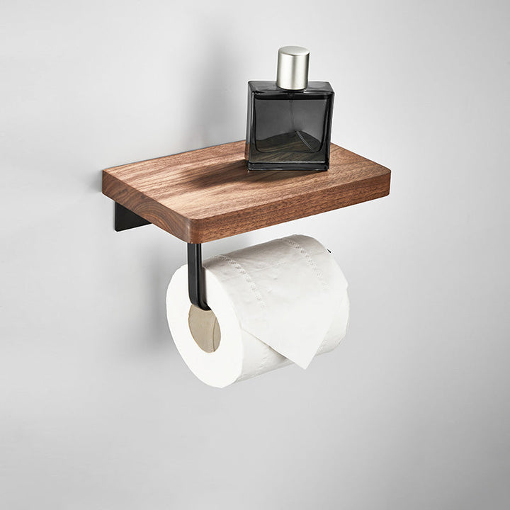 BowLift | Walnut Bathroom Set Black Metal Bathroom Accessories Hardware Set