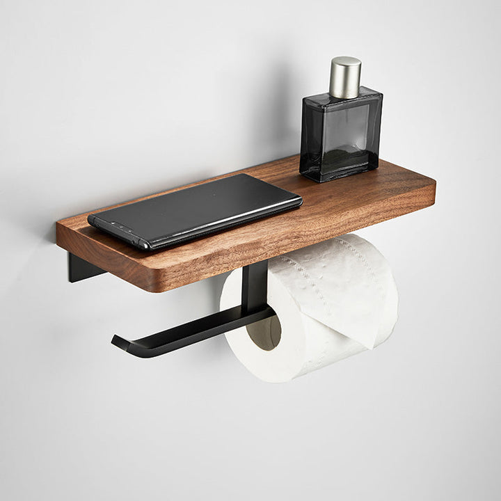 BowLift | Walnut Bathroom Set Black Metal Bathroom Accessories Hardware Set