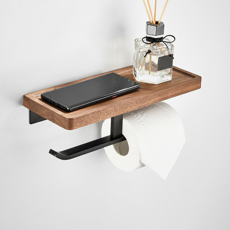 BowLift | Walnut Bathroom Set Black Metal Bathroom Accessories Hardware Set