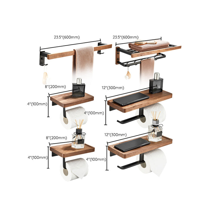 BowLift | Walnut Bathroom Set Black Metal Bathroom Accessories Hardware Set