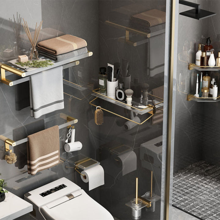 BowLift | Modern Bathroom Accessories Set Bathroom Shelf Gold Towel Holder Bathroom Hardware Set