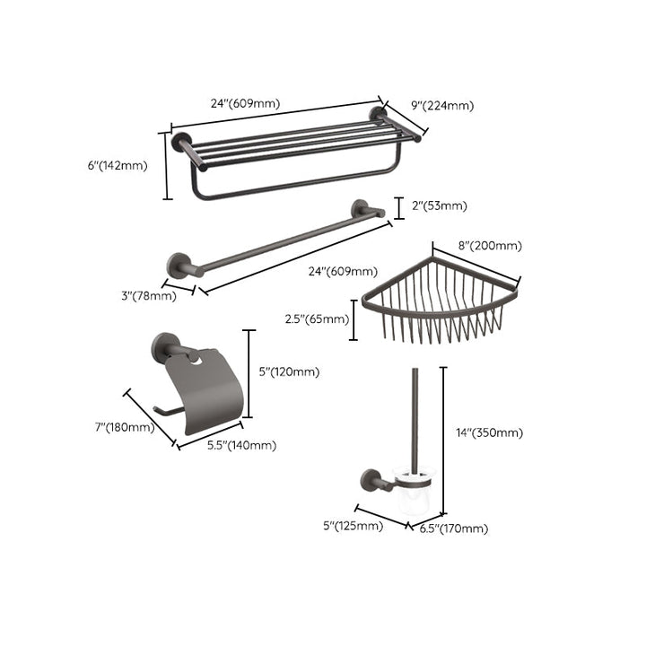 BowLift | Gray Accessory Hardware Set Modern Bathroom Accessory Hardware Set