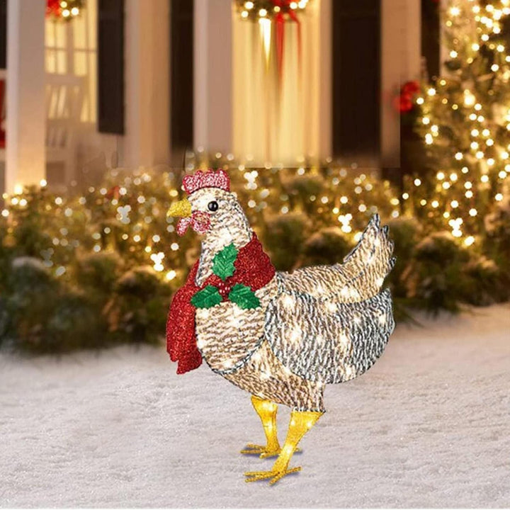 BowLift | WinterHen LED Chicken with Scarf – Illuminating Christmas Decoration for Indoor and Outdoor