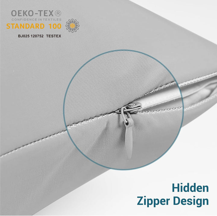 2-Pack Cooling Pillowcases – Q-Max >0.5 , Anti-Static, Hidden Zipper,, Color Gray | Bowlift